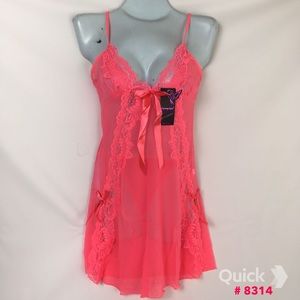 O.S. - NWT 2 pc Coral Sexy Babydoll Lingerie Set